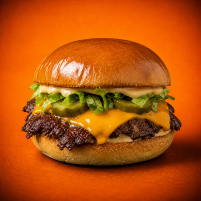 Classic Smash Cheese Burger from SpiceBoxx with halal smash beef patty and melted cheese